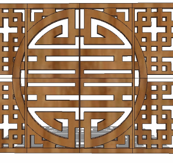 中式格栅屏风草图大师模型，格栅sketchup模型下载