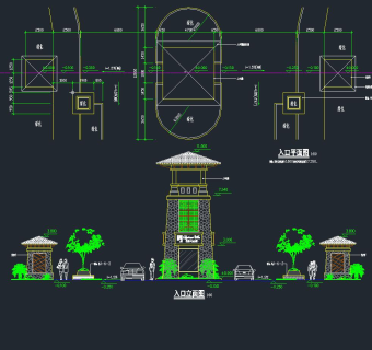 别墅会所及入口园林景观工程施工图,cad建筑图纸免费下载