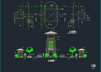 别墅会所及入口园林景观工程施工图,cad建筑图纸免费下载