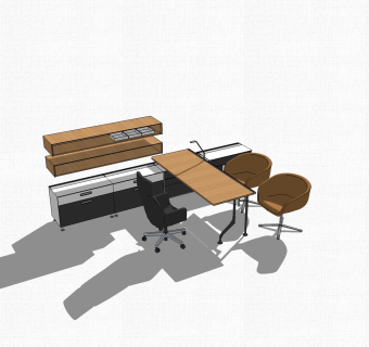 现代简约老板桌草图大师模型，老板桌sketchup模型下载