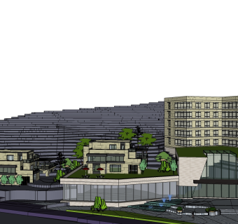 现代山地酒店草图大师模型下载、山地酒店su模型下载