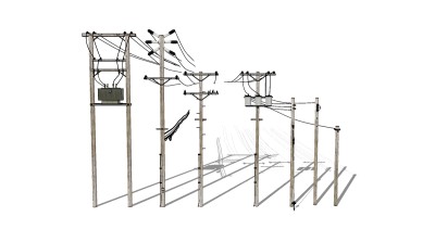 电线杆SU模型，电线杆skp文件下载