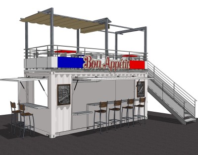 现代集装箱住宅sketchup模型，集装箱房屋草图大师模型下载