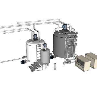 现代化工厂储蓄罐草图大师模型，工业设施su模型下载