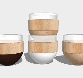  现代碗草图大师模型，餐具SU模型型下载