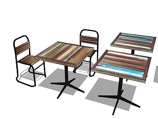 工业风休闲桌椅免费su模，桌椅sketchup模型下载