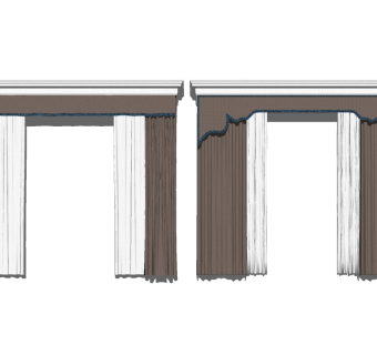 中式布艺窗帘草图大师模型，布艺窗帘sketchup模型下载