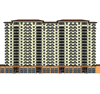 欧式高层住宅楼外观su模型下载，住宅楼草图大师模型