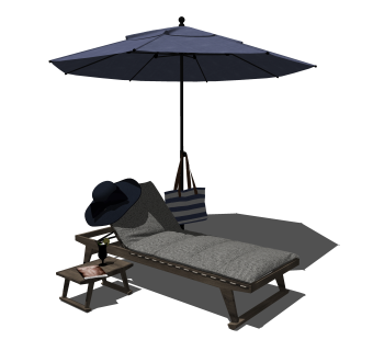 现代实木沙滩椅草图大师模型，沙滩椅sketchup模型下载
