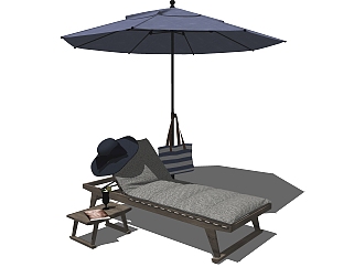 现代实木沙滩椅草图大师模型，沙滩椅sketchup模型下载