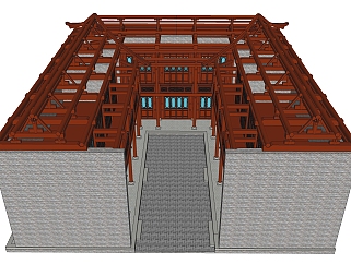中式古建筑四合院sketchup模型下载