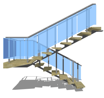 现代双跑平行楼梯草图大师模型，双跑平行楼梯sketchup模型免费下载