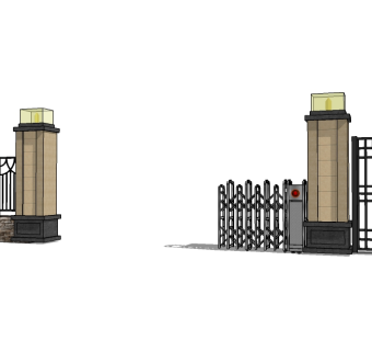 欧式入口大门草图大师模型下载，入口大门sketchup模型