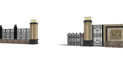 欧式入口大门草图大师模型下载，入口大门sketchup模型