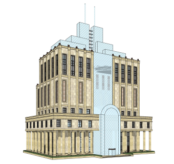 欧式办公楼草图大师模型，办公楼sketchup模型免费下载