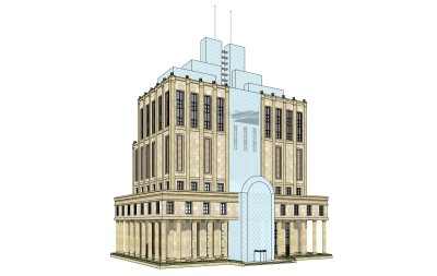 欧式办公楼草图大师模型，办公楼sketchup模型免费下载