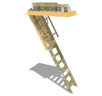 现代实木折叠楼梯草图大师模型，实木折叠楼梯sketchup模型免费下载