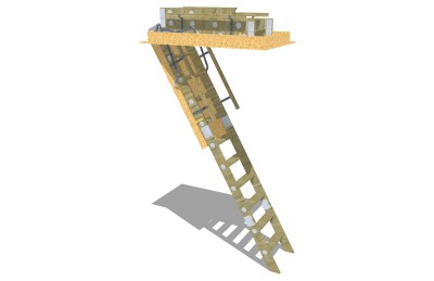 现代实木折叠楼梯草图大师模型，实木折叠楼梯sketchup模型免费下载