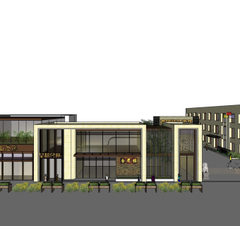 现代酒店草图大师模型下载、现代酒店su模型下载