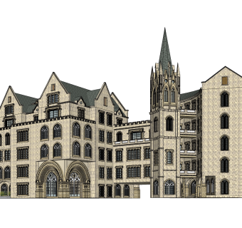 欧式酒店草图大师模型，酒店sketchup模型免费下载