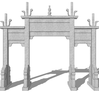 现代牌坊牌楼su模型下载，入口大门sketchup模型分享