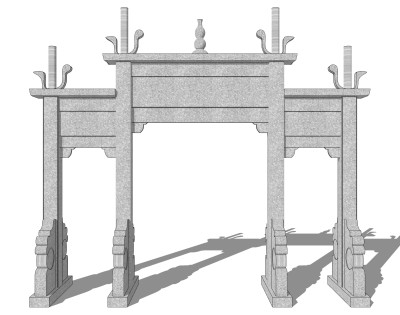现代牌坊牌楼su模型下载，入口大门sketchup模型分享