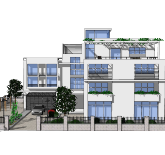 现代风格别墅草图大师模型下载，别墅SKP模型下载