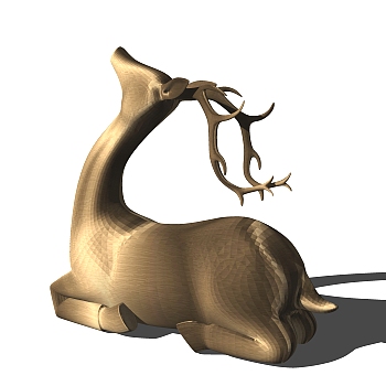 现代金属鹿雕塑su模型,摆件草图大师模型下载