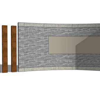 现代景观墙SU模型下载，景观墙skb模型分享