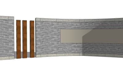 现代景观墙SU模型下载，景观墙skb模型分享