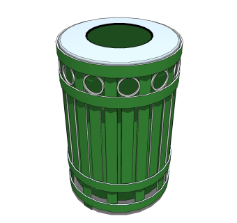 现代金属垃圾桶草图大师模型，垃圾桶SU模型下载