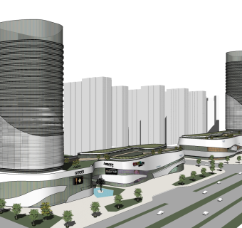 现代高层办公楼草图大师模型，高层办公楼sketchup模型免费下载