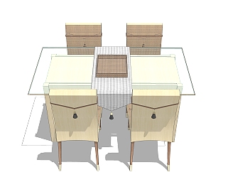 现代<em>简约</em>餐桌椅草图大师模型，餐桌椅skb文件