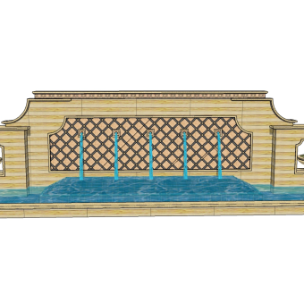 欧式景观墙SU模型下载，景观墙skb模型分享