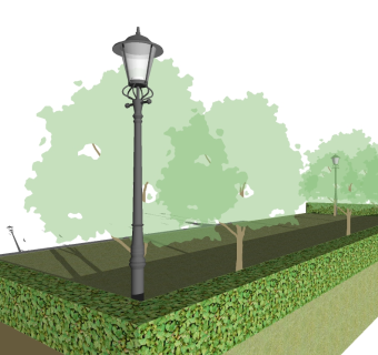 欧式铁艺造型路灯草图大师模型，铁艺造型路灯sketchup模型下载