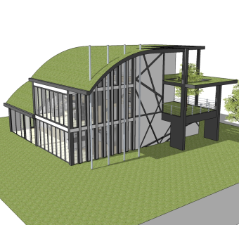 现代简约风格别墅草图大师模型，别墅SU模型下载