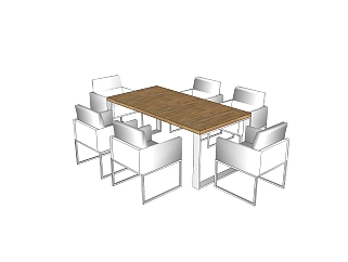 现代餐桌<em>椅</em>免费su模型，现代餐桌<em>椅</em>草图<em>大师</em>模型下载