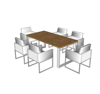 现代餐桌椅免费su模型，现代餐桌椅草图大师模型下载