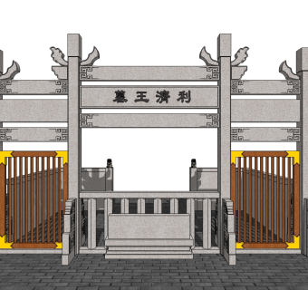 古建牌坊草图大师模型下载、古建牌坊su模型下载