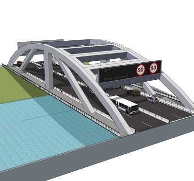 现代桥梁草图大师模型下载，sketchup桥梁su模型分享