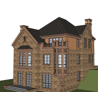 欧式别墅外观草图大师模型，SU模型免费下载