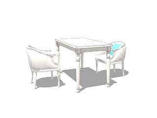 美式餐桌椅su模型,餐桌椅skp模型下载