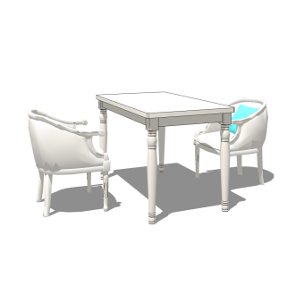 美式餐桌椅su模型,餐桌椅skp模型下载