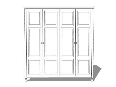 简欧衣柜免费sketchup模型，柜子草图大师模型下载