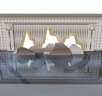 新中式景墙sketchup模型下载
