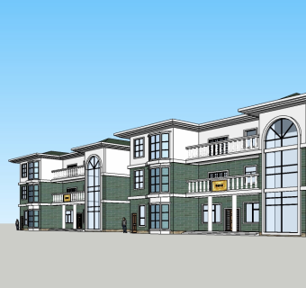 欧式连排别墅su模型方案下载，sketchup别墅草图大师模型