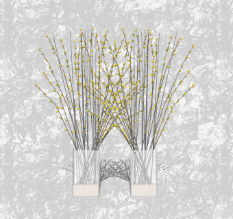 银柳插花sketchup模型，花瓶花艺草图大师模型下载