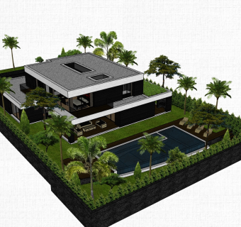 现代简约别墅草图大师模型，别墅sketchup模型下载