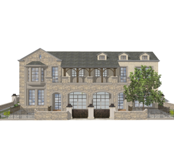 欧式别墅外观草图大师模型，别墅外观sketchup模型免费下载