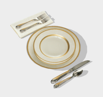  现代精品餐具草图大师模型，精品餐具sketchup模型下载